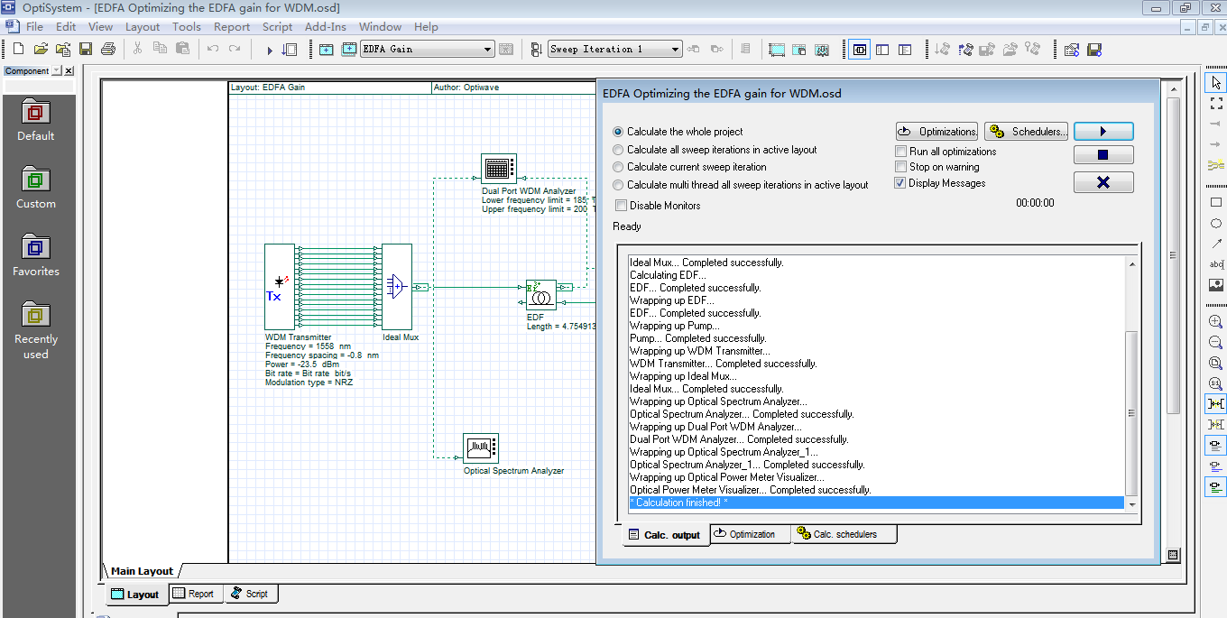 different componets available in optisystem